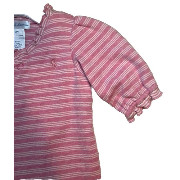 Ralph Lauren Vintage 90’s Pink Pajama With Cute Buttons White Striped Size 3M - Picture 5 of 9